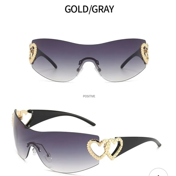 New women's sunglasses heart sides gold/gray or silver/light gray - Picture 14 of 16